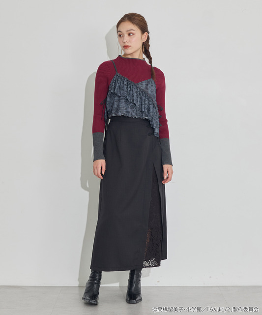 TVアニメ『らんま1/2』× earth music＆ecology Japan Label「シアービスチェ」ブラック　着用イメージ（C）高橋留美子・小学館/「らんま1/2」製作委員会