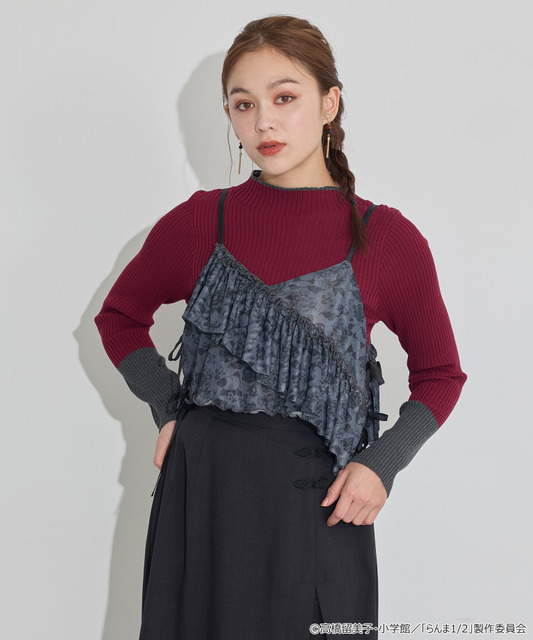 TVアニメ『らんま1/2』× earth music＆ecology Japan Label「シアービスチェ」ブラック　着用イメージ（C）高橋留美子・小学館/「らんま1/2」製作委員会