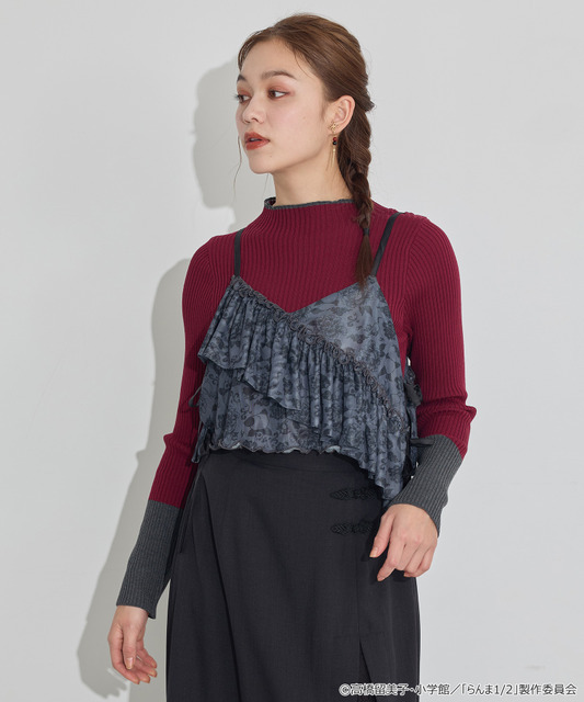 TVアニメ『らんま1/2』× earth music＆ecology Japan Label「シアービスチェ」ブラック　着用イメージ（C）高橋留美子・小学館/「らんま1/2」製作委員会