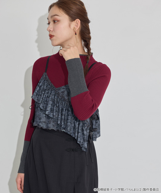 TVアニメ『らんま1/2』× earth music＆ecology Japan Label「シアービスチェ」ブラック　着用イメージ（C）高橋留美子・小学館/「らんま1/2」製作委員会