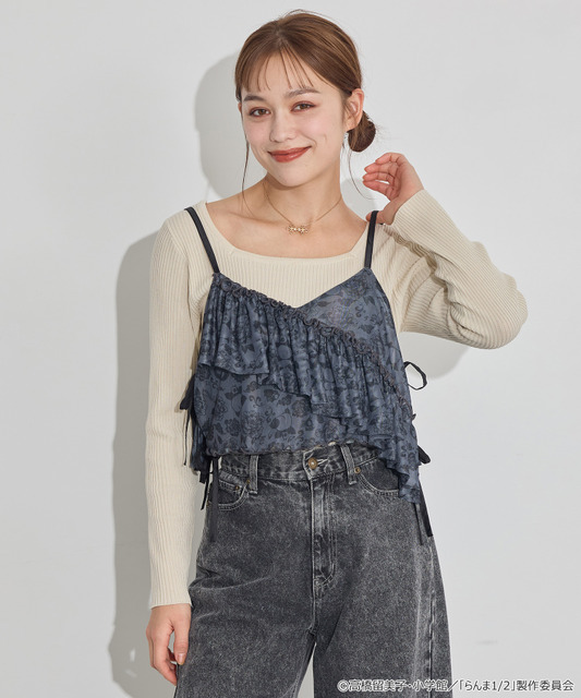 TVアニメ『らんま1/2』× earth music＆ecology Japan Label「シアービスチェ」ブラック　着用イメージ（C）高橋留美子・小学館/「らんま1/2」製作委員会