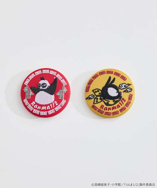 TVアニメ『らんま1/2』× earth music＆ecology Japan Label「刺繍缶バッチ」セットA：玄馬（パンダ）・Pちゃん（C）高橋留美子・小学館/「らんま1/2」製作委員会