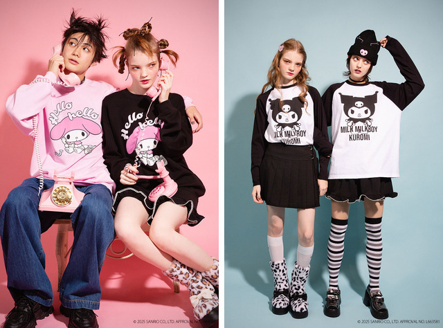 左) マイメロディ PHONE SWEAT 14,850円　右) クロミ 3ネーム Tee 10,780円（全て税込）