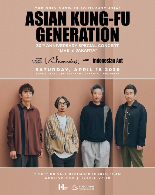 ASIAN KUNG-FU GENERATION 結成30周年記念情報更新！ 横浜公演映像公開！ジャカルタのゲストは[Alexandros]に！
