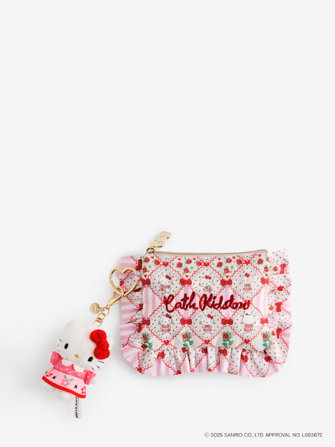 ハローキティ×Cath Kidston「 フリルティッシュポーチ＆マスコットチャームセット Patchwork」