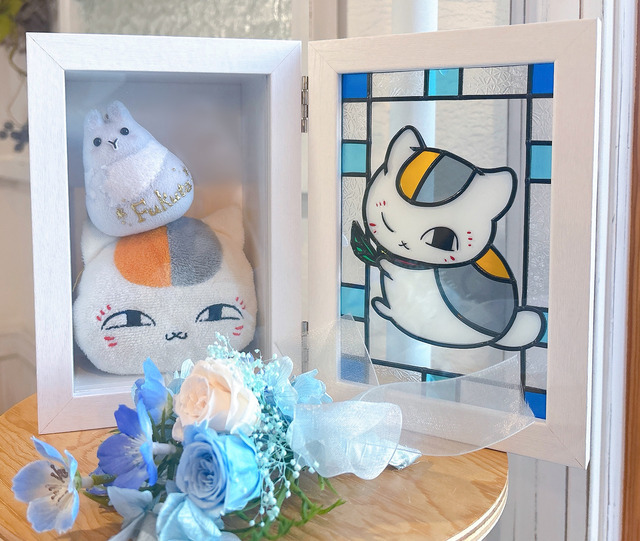 夏目友人帳 ニャンコ先生のグラスアートと花束のセット