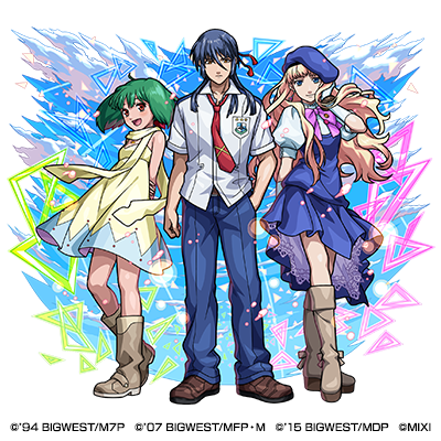 火属性　★6　トライアングラー シェリル＆ランカ＆アルト（進化）CV：遠藤綾（シェリル・ノーム）中島愛（ランカ・リー）中村悠一（早乙女アルト）