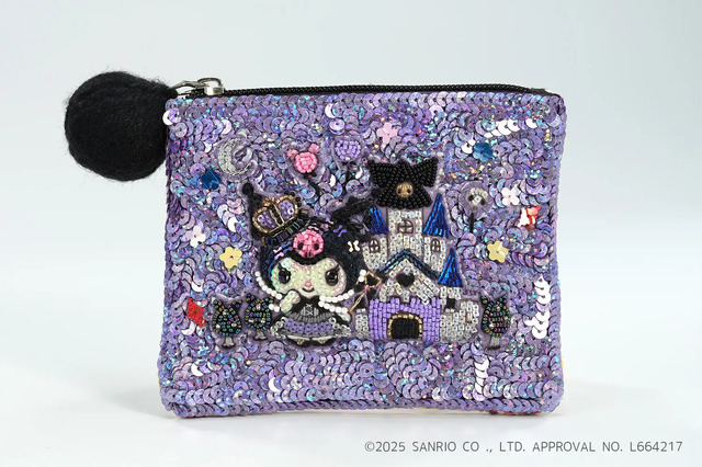 スパンコール刺繍ポーチ“Kuromi”    ¥9,690(税込)