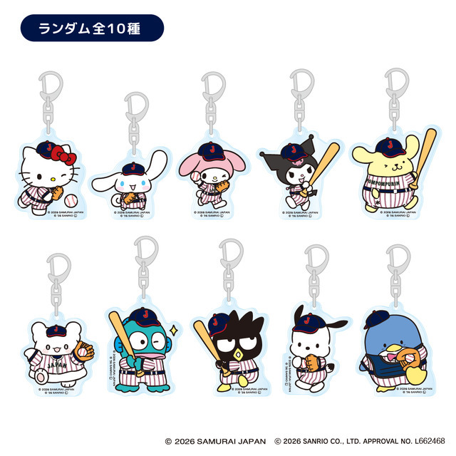 侍ジャパン×サンリオキャラクターズ　アクリルキーホルダー（ランダム10種）　￥770（税込）