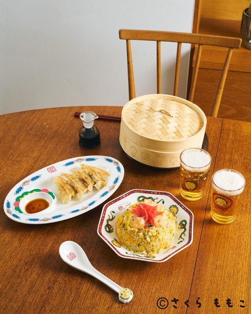 餃子皿 ¥2,990(税込) 炒飯皿 ¥2,490(税込) レンゲ ¥1,100(税込) グラス ¥1,100(税込) せいろ ¥2,640(税込)