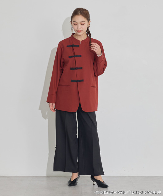 TVアニメ『らんま1/2』× earth music＆ecology Japan Label「チャイナシャツジャケット」ボルドー　着用イメージ（C）高橋留美子・小学館/「らんま1/2」製作委員会