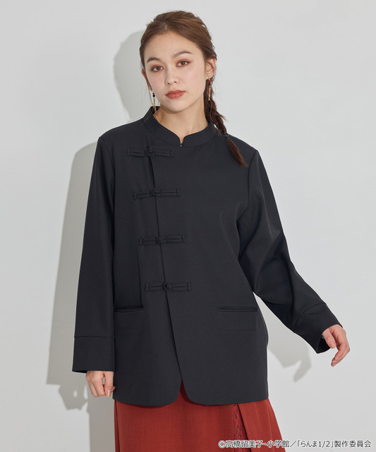 TVアニメ『らんま1/2』× earth music＆ecology Japan Label「チャイナシャツジャケット」ブラック　着用イメージ（C）高橋留美子・小学館/「らんま1/2」製作委員会