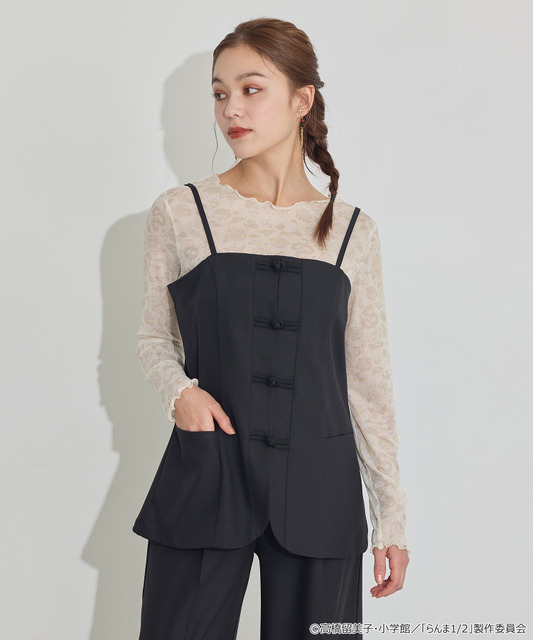 TVアニメ『らんま1/2』× earth music＆ecology Japan Label「チャイナビスチェ」ブラック　着用イメージ（C）高橋留美子・小学館/「らんま1/2」製作委員会