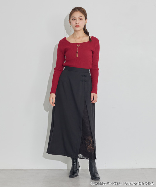 TVアニメ『らんま1/2』× earth music＆ecology Japan Label「チャイナスカート」ブラック　着用イメージ（C）高橋留美子・小学館/「らんま1/2」製作委員会