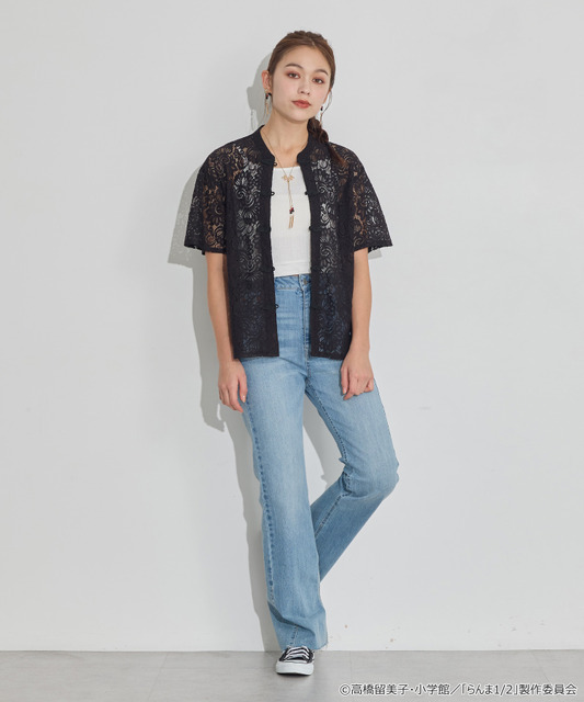 TVアニメ『らんま1/2』× earth music＆ecology Japan Label「チャイナレースシャツ」ブラック　着用イメージ（C）高橋留美子・小学館/「らんま1/2」製作委員会