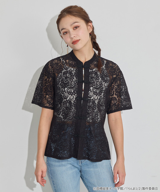 TVアニメ『らんま1/2』× earth music＆ecology Japan Label「チャイナレースシャツ」ブラック　着用イメージ（C）高橋留美子・小学館/「らんま1/2」製作委員会