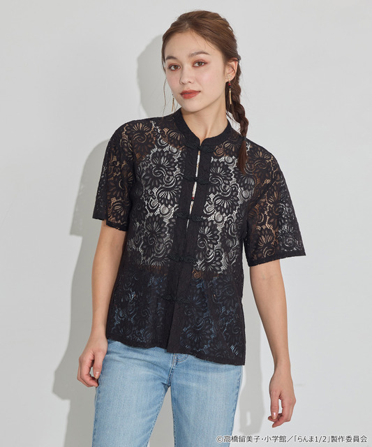 TVアニメ『らんま1/2』× earth music＆ecology Japan Label「チャイナレースシャツ」ブラック　着用イメージ（C）高橋留美子・小学館/「らんま1/2」製作委員会