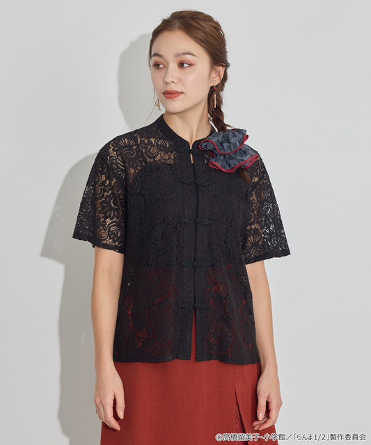 TVアニメ『らんま1/2』× earth music＆ecology Japan Label「チャイナレースシャツ」ブラック　着用イメージ（C）高橋留美子・小学館/「らんま1/2」製作委員会