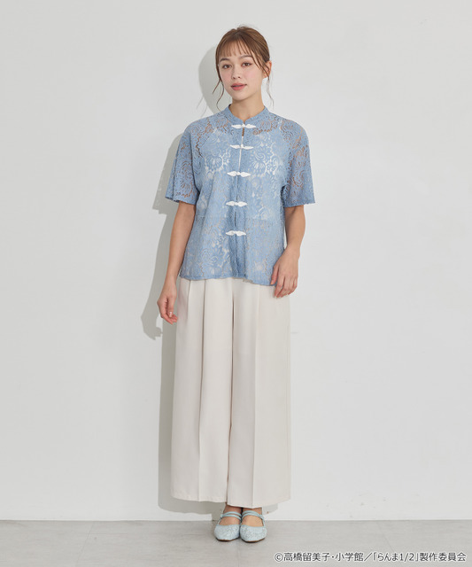 TVアニメ『らんま1/2』× earth music＆ecology Japan Label「チャイナレースシャツ」ライトブルー　着用イメージ（C）高橋留美子・小学館/「らんま1/2」製作委員会