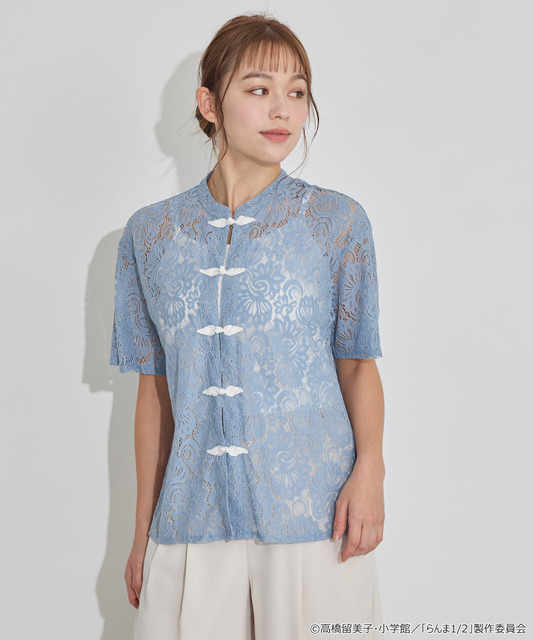 TVアニメ『らんま1/2』× earth music＆ecology Japan Label「チャイナレースシャツ」ライトブルー　着用イメージ（C）高橋留美子・小学館/「らんま1/2」製作委員会