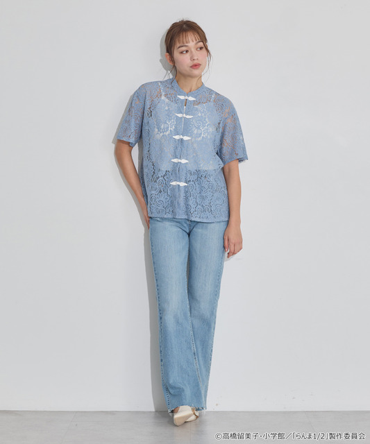 TVアニメ『らんま1/2』× earth music＆ecology Japan Label「チャイナレースシャツ」ライトブルー　着用イメージ（C）高橋留美子・小学館/「らんま1/2」製作委員会