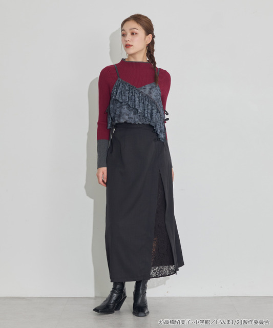 TVアニメ『らんま1/2』× earth music＆ecology Japan Label「シアービスチェ」ブラック　着用イメージ（C）高橋留美子・小学館/「らんま1/2」製作委員会