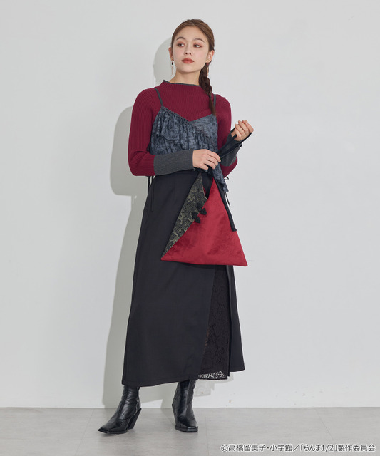 TVアニメ『らんま1/2』× earth music＆ecology Japan Label「シアービスチェ」ブラック　着用イメージ（C）高橋留美子・小学館/「らんま1/2」製作委員会