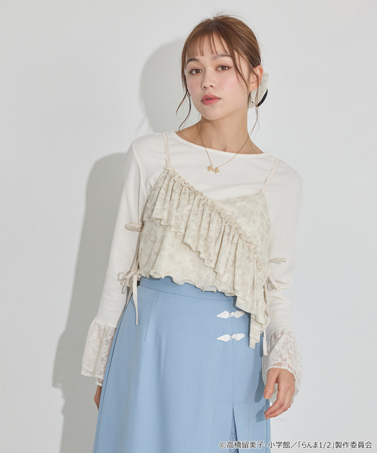 TVアニメ『らんま1/2』× earth music＆ecology Japan Label「シアービスチェ」アイボリー　着用イメージ（C）高橋留美子・小学館/「らんま1/2」製作委員会