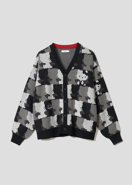 キティ シルエットパターン｜ジャカードＶネックカーディガン
