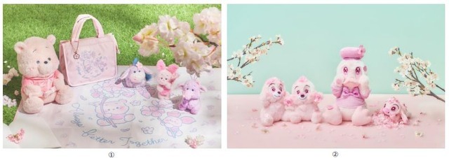「DISNEY SAKURA COLLECTION 2026」ネックピロー＜プーさん＞ 5,300円／保冷バッグ・ポーチ セット 2,000円／ぬいぐるみキーチェーン 各2,600円／レジャーシート 3,000円／ぬいぐるみ＜チップ＞＜デール＞ 各4,000円／ぬいぐるみ＜ドナルドダック＞ 4,400円／ぬいぐるみキーチェーン＜スティッチ＞ 2,800円