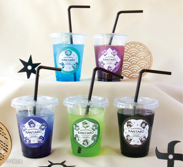 石ノ森萬画館「落第忍者乱太郎原画展」展望喫茶BLUE ZONEの限定コラボメニュー「落・乱ドリンク」全5種