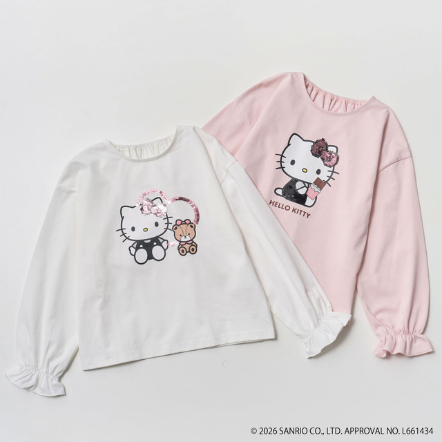 HELLO KITTY × ROPE' PICNIC「【KIDS】スパンコールロングスリーブTシャツ」