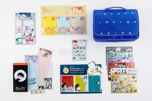喜怒哀楽シールセット 660円(税込)／クリアスタンプ 1,980円(税込)／神出鬼没!? 怪盗キッドのマジカルポケット 660円(税込)／「代弁」ふせん 660円(税込)／事件の予感？ メモパッド 770円(税込)／トリプルフェイスメモセット（安室透・降谷零・バーボン） 990円(税込)／stappo コナンモチーフ 4,400円(税込)