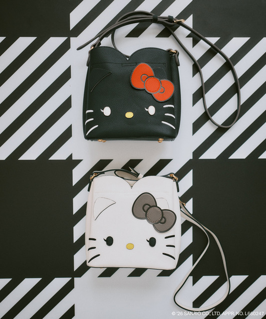 HELLO KITTY×VIS「ダブルフェイスハートカットミニショルダーバッグ」Black / White