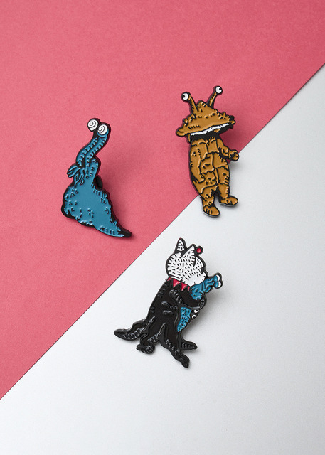 ナメゴンとカネゴンとギュスターヴくん(drawn by ヒグチユウコ)｜ピンズ3Pセット