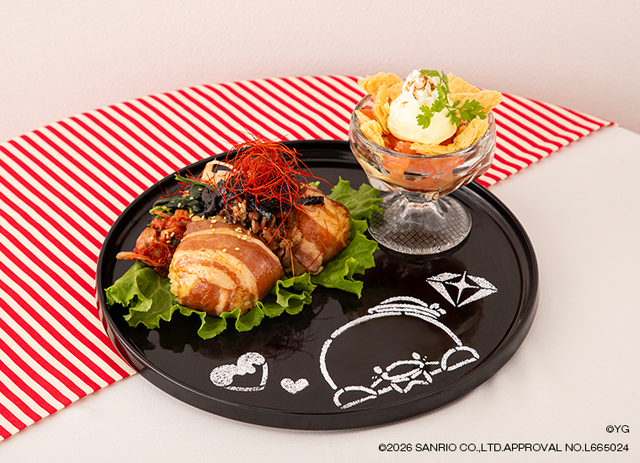 TREASURE×HAPIDANBUI CAFE「JUNKYU×タキシードサムの焼肉チュモッパ＆アップルパイグラスプレート」