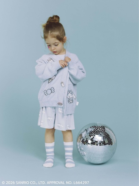 【KIDS】スムーズィーカーディガン【KIDS】総柄ショートパンツ【KIDS】スムーズィーボーダーソックス