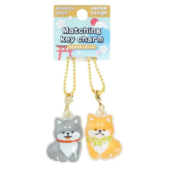 和柄　ボンボンドロップおそろいキーチャーム　柴犬A