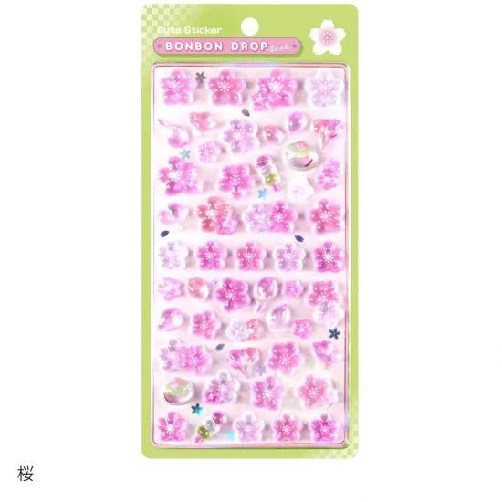 和柄・ボンボンドロップシール 桜