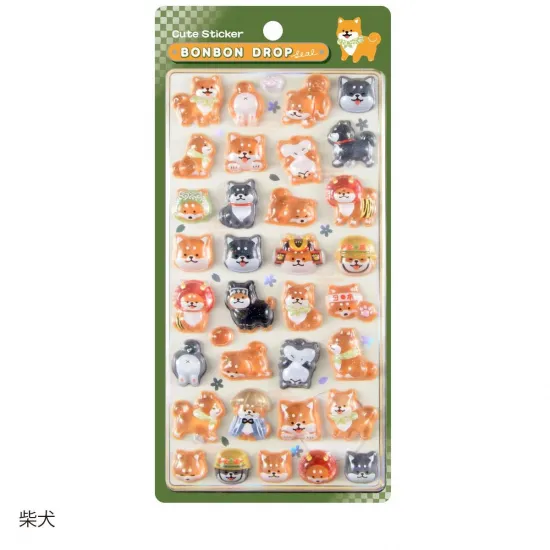 和柄・ボンボンドロップシール 柴犬