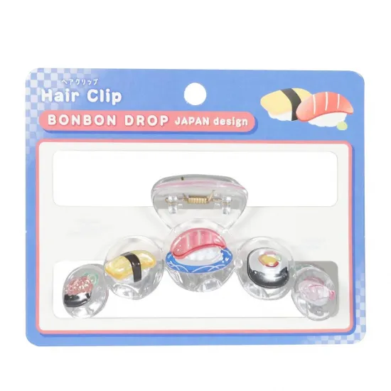 和柄　ボンボンドロップヘアクリップ（5列）　寿司