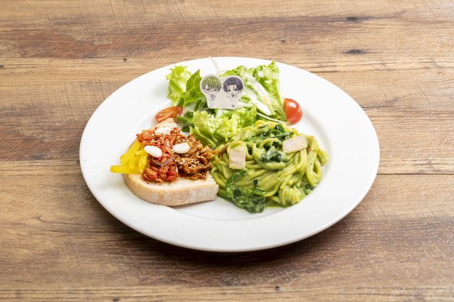 GiGOコラボカフェ「黒子のバスケ」_緑間＆高尾　プルコギ風ブルスケッタとほうれん草のクリームパスタセット