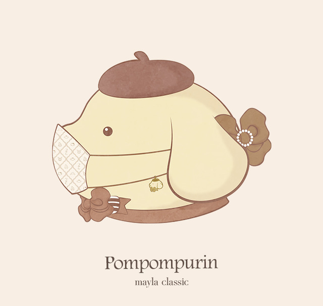 「サンリオキャラクターズ・ヘアオブジェ マスクリーフ」ポムポムプリン[PP]