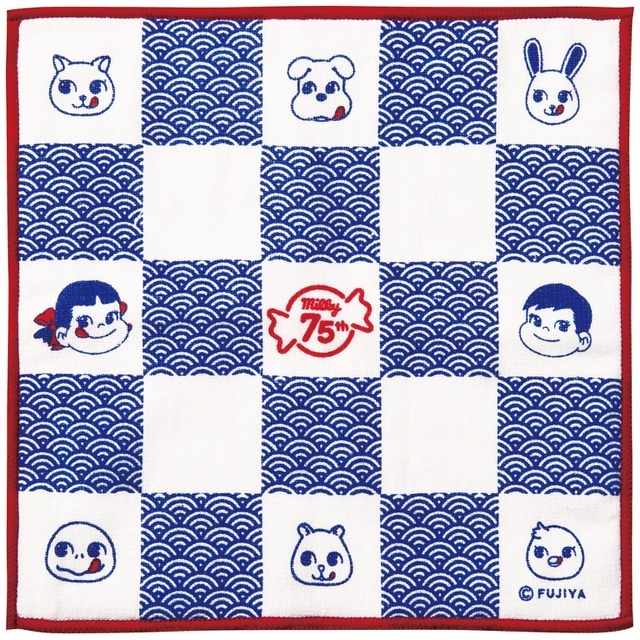 特典「〔非売品〕ペコちゃんポコちゃんとゆかいな仲間たち和タオル」