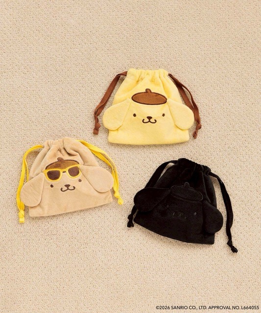 LOWRYS FARM「ポムポムプリン」コラボ　「【ポムポムプリン】／ヌイキンチャクポーチ」全3色
