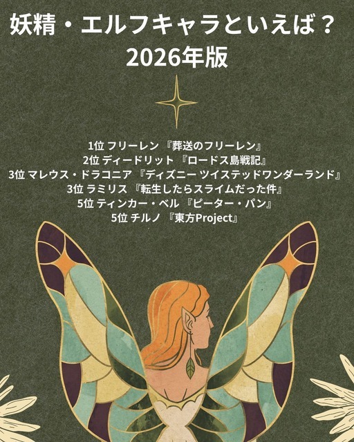 [妖精・エルフキャラといえば？ 2026年版]第1位～第5位を見る