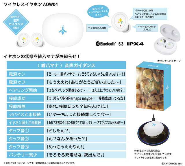 「にじさんじ」緋八マナと赤城ウェンのボイス入りコラボレーションワイヤレスイヤホン