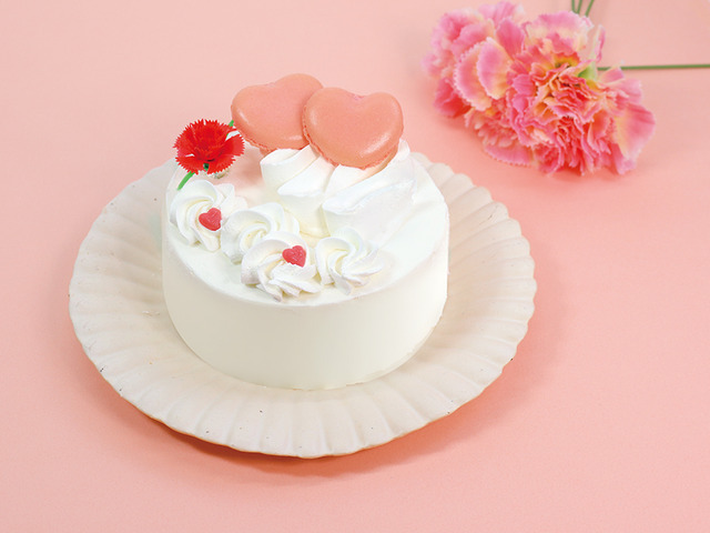 「母の日 ハートのフラワーケーキ」