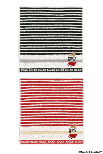 タオルハンカチ リトルミイ ボーダーⅡ（ブラック/レッド）