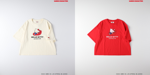 サンリオキャラクターズ×ライトオン　「プリントTシャツ（WOMENS）」ホワイト（ハローキティ）、レッド（同）